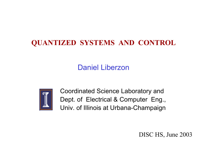 quantized systems and control daniel liberzon