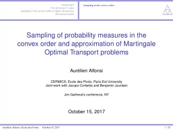 Sampling of probability measures in the  convex order and approximation of Martingale  Optimal