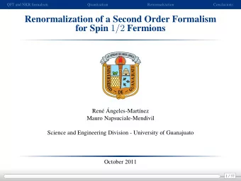 Renormalization of a Second Order Formalism for Spin 1 / 2 Fermions  e   Ren  Angeles-Mart