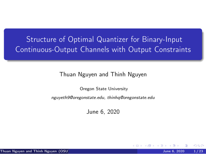 structure of optimal quantizer for binary input