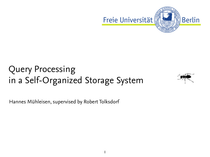 query processing in a self organized storage system