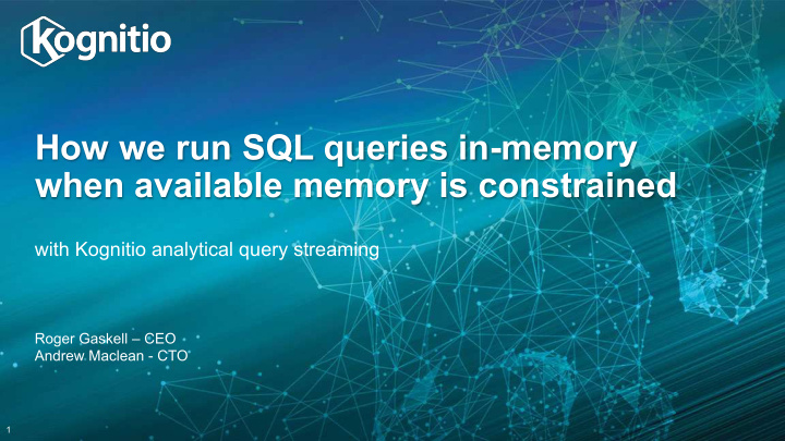 how we run sql queries in memory when available memory is