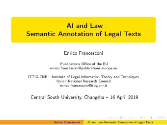 AI and Law  Semantic Annotation of Legal Texts  Enrico Francesconi  Publications Office of the EU