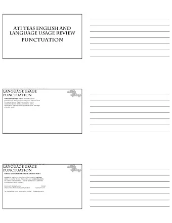 PUNCTUATION  ATI TEAS ENGLISH AND  LANGUAGE USAGE  PUNCTUATION Punctuation questions address the