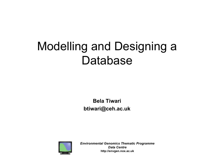 modelling and designing a database
