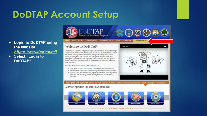 dodtap account setup