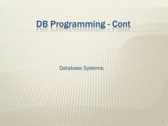DB Programming - Cont  Database Systems  1  Agenda  SWT  Updating the UI (Why do we need
