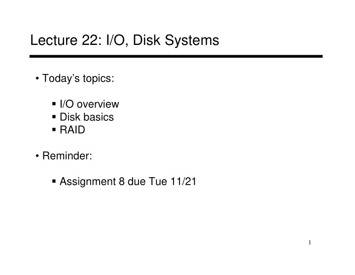 lecture 22 i o disk systems