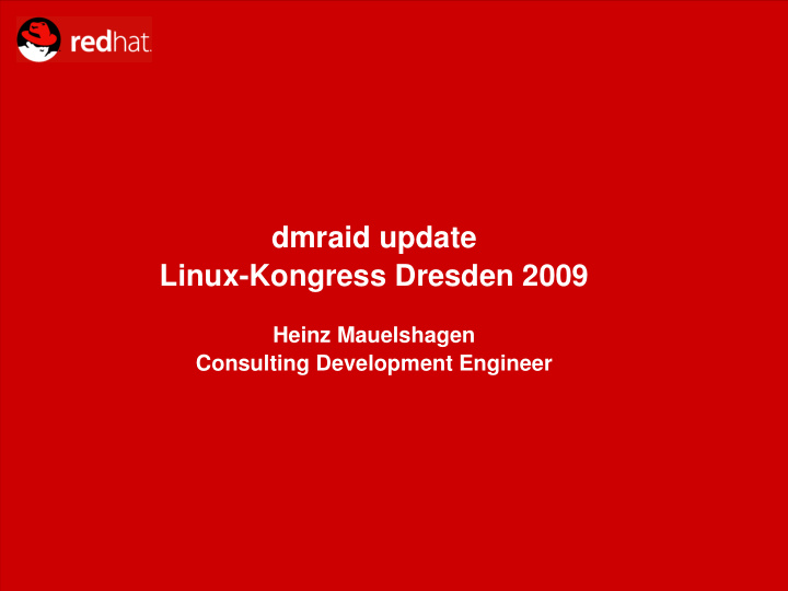dmraid update linux kongress dresden 2009