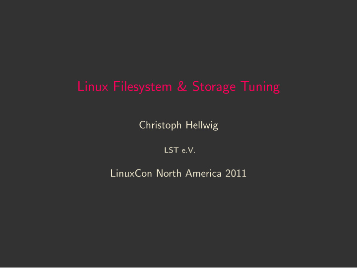 linux filesystem storage tuning