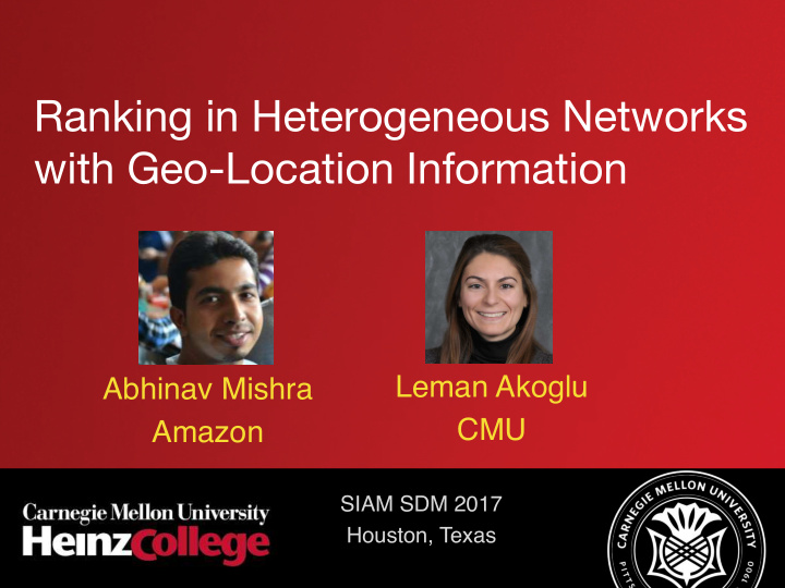 ranking in heterogeneous networks with geo location