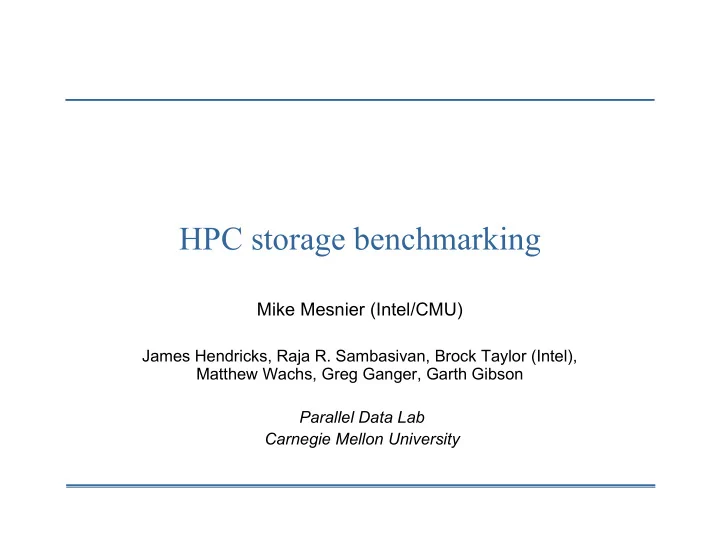hpc storage benchmarking