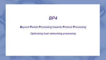 BP4 B eyond P acket P rocessing towards P rotocol P rocessing  Optimizing host networking