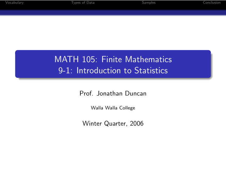 math 105 finite mathematics 9 1 introduction to statistics