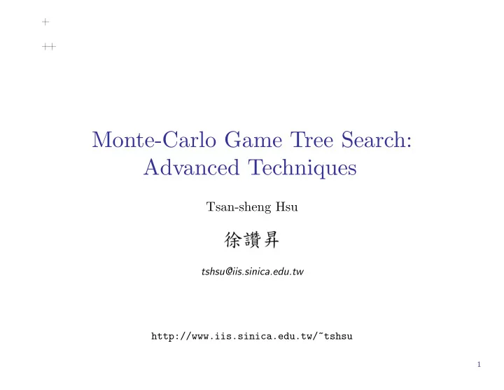 monte carlo game tree search advanced techniques