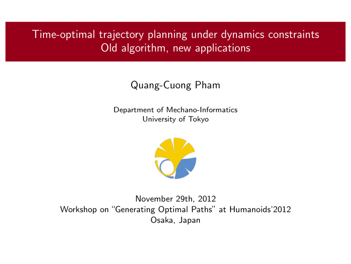time optimal trajectory planning under dynamics