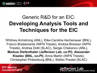 Generic R&amp;D for an EIC :  Developing Analysis Tools and Techniques for the EIC  Whitney