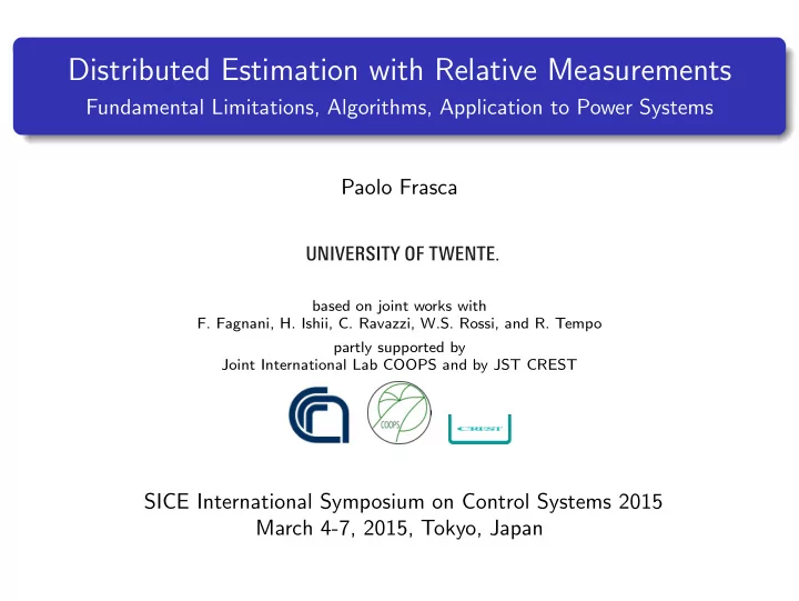 distributed estimation with relative measurements