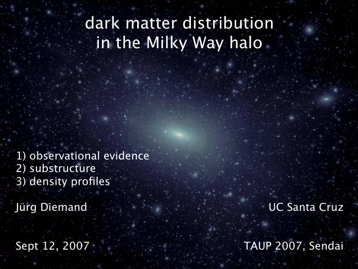 dark matter distribution in the milky way halo