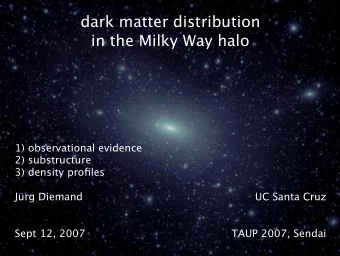 dark matter distribution  in the Milky Way halo  1) observational evidence  2) substructure  3)