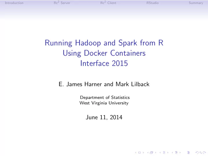 running hadoop and spark from r using docker containers