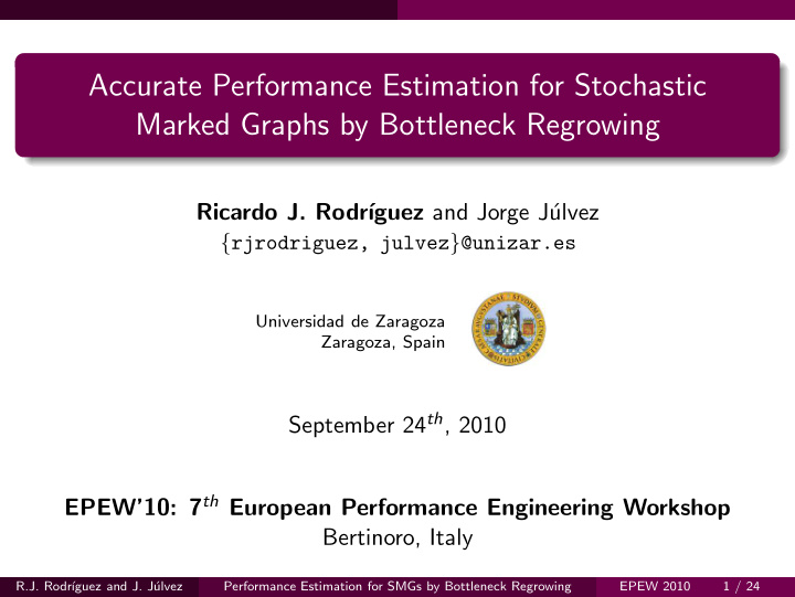 accurate performance estimation for stochastic marked