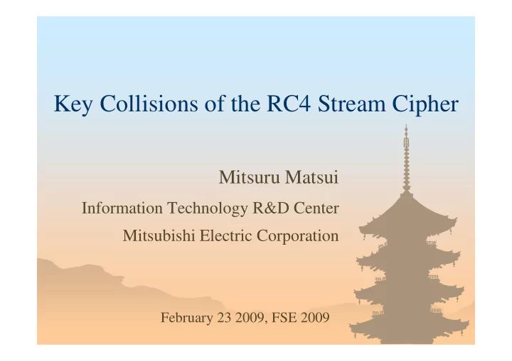 key collisions of the rc4 stream cipher