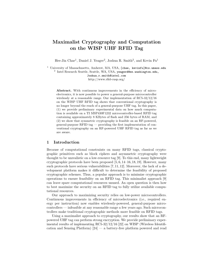 maximalist cryptography and computation on the wisp uhf