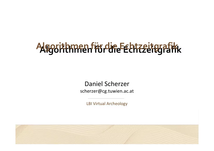 algorithmen f r die echtzeitgrafik algorithmen f r die