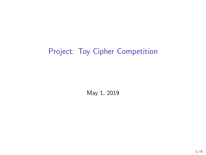 project toy cipher competition