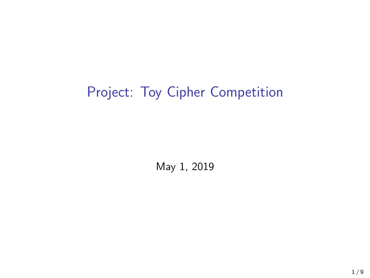 project toy cipher competition
