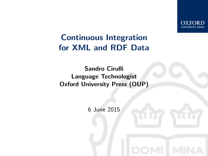 continuous integration for xml and rdf data