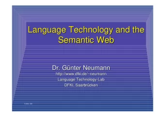 Language Technology and the  Language Technology and the  Semantic Web  Semantic Web  Dr. Gnter