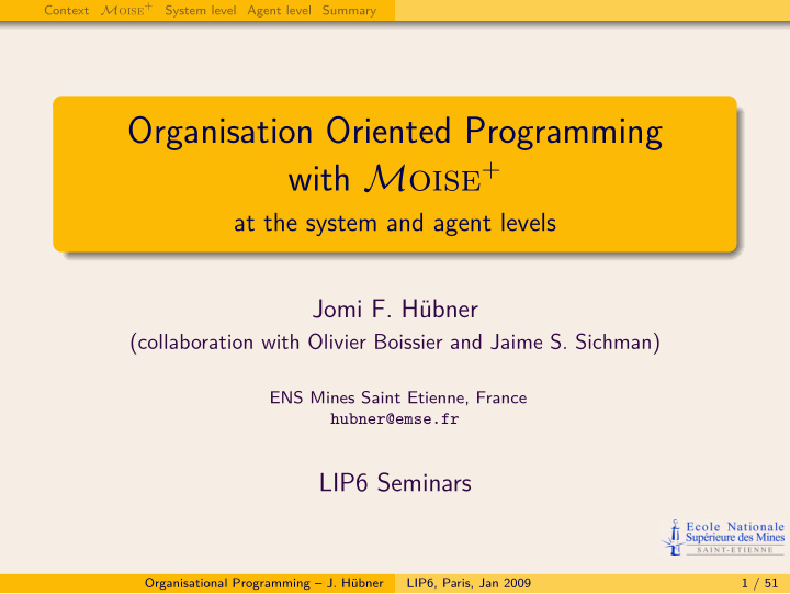 organisation oriented programming