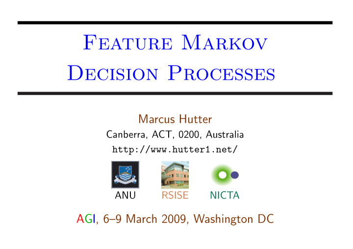 feature markov decision processes