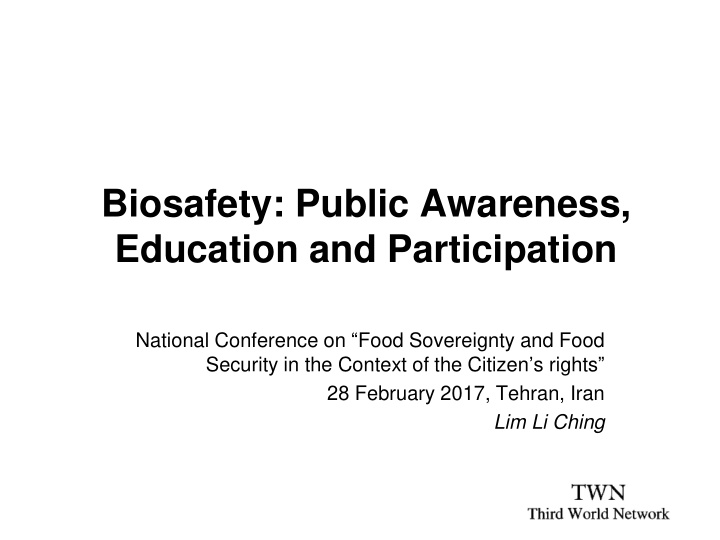 biosafety public awareness education and participation