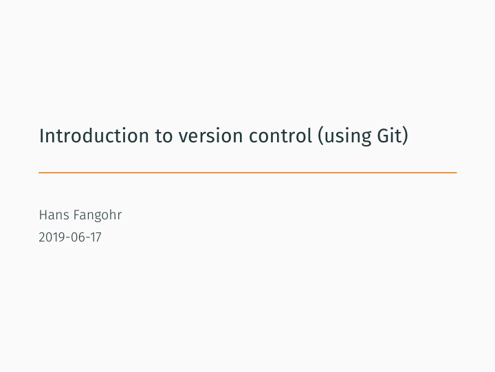 introduction to version control using git