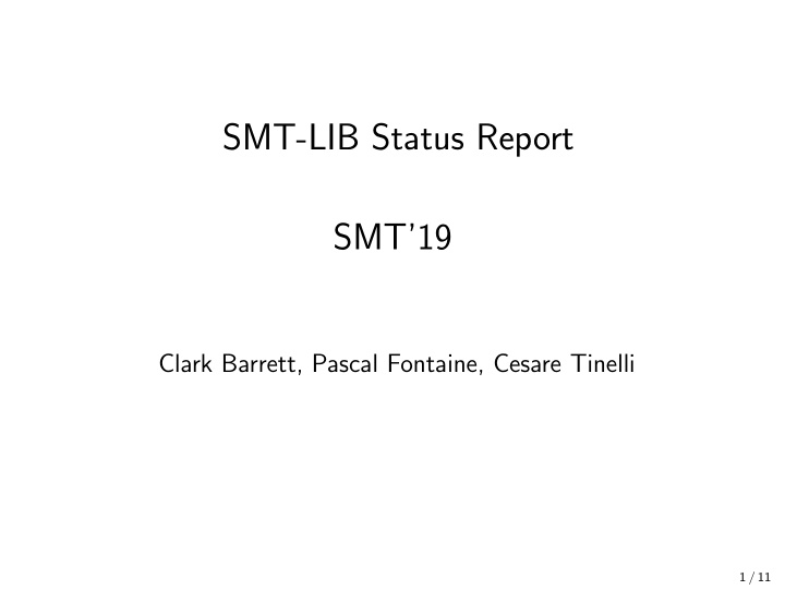 smt lib status report smt 19