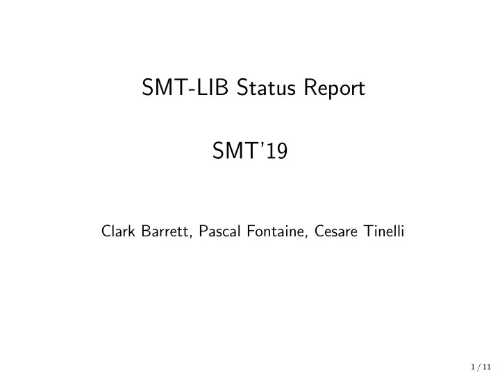 smt lib status report smt 19