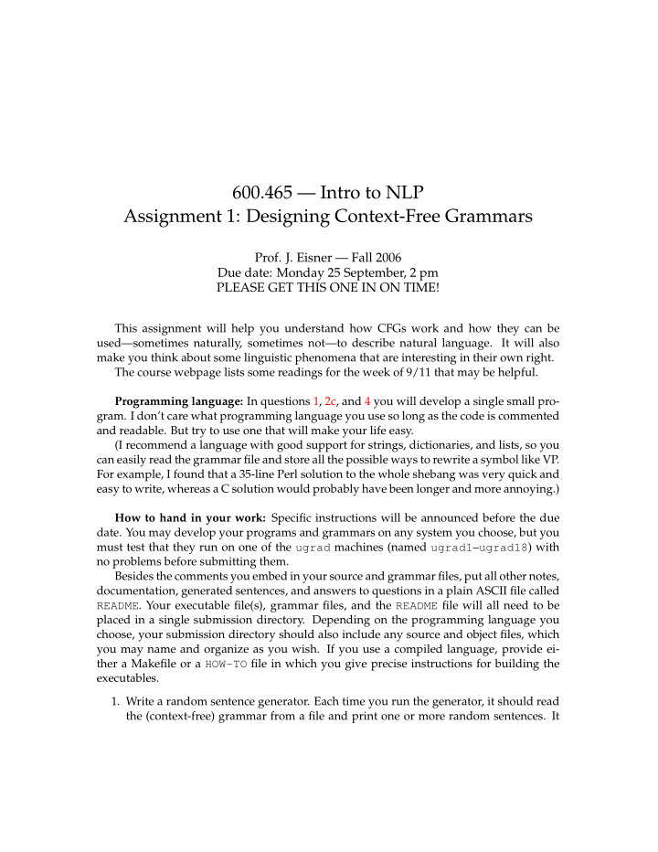 600 465 intro to nlp assignment 1 designing context free