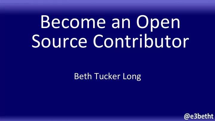 become an open source contributor