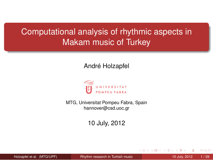 computational analysis of rhythmic aspects in makam music