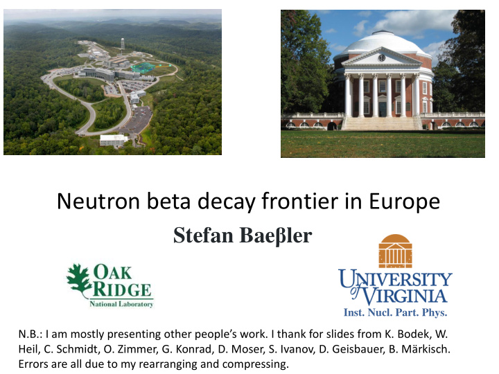 neutron beta decay frontier in europe
