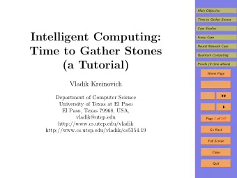 Intelligent Computing:  Fuzzy Case  Neural Network Case  Time to Gather Stones  Quantum Computing