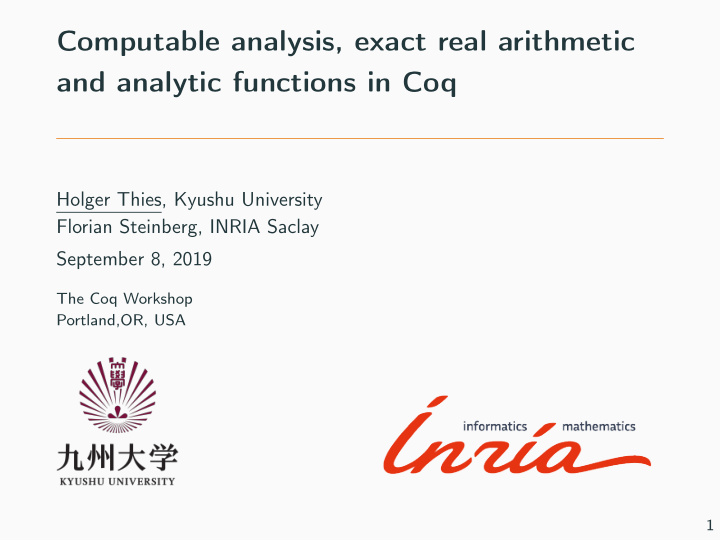 computable analysis exact real arithmetic and analytic