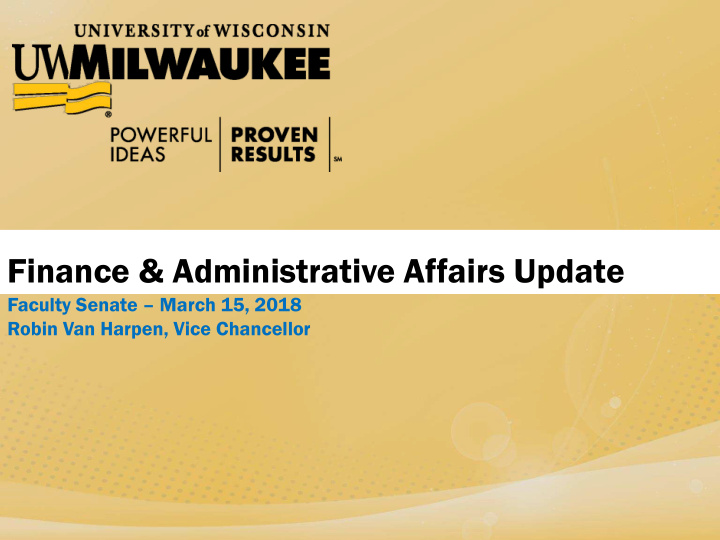 finance amp administrative affairs update