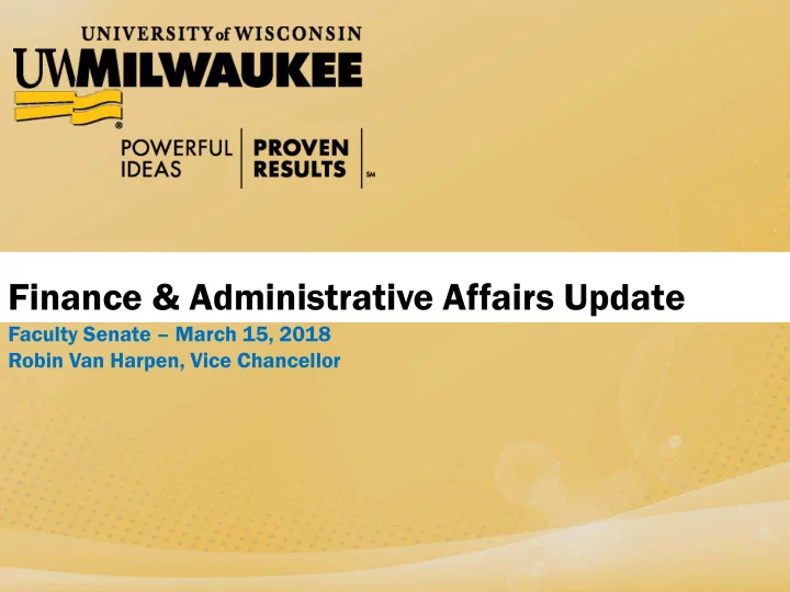 finance amp administrative affairs update