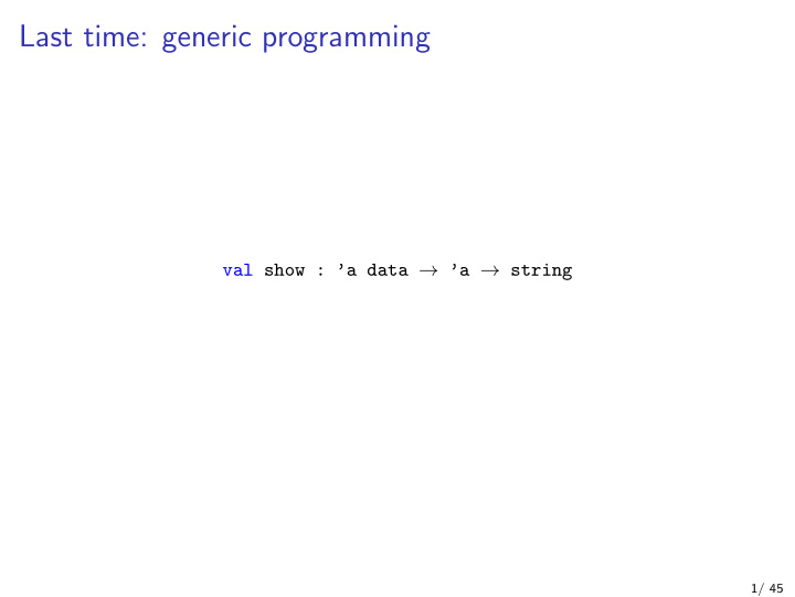 last time generic programming