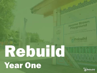 Rebuild  Year One  Rebuild at a Glance  Rebuil  ild is invest  esting  ng hundreds  ds of  millions