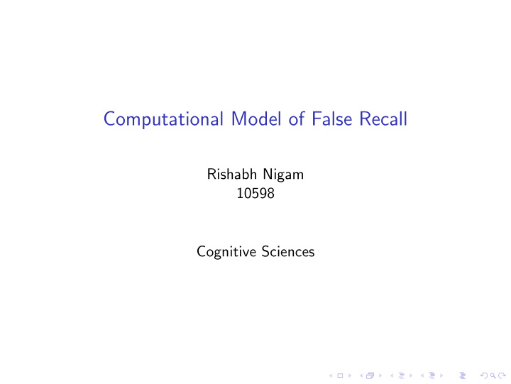 computational model of false recall